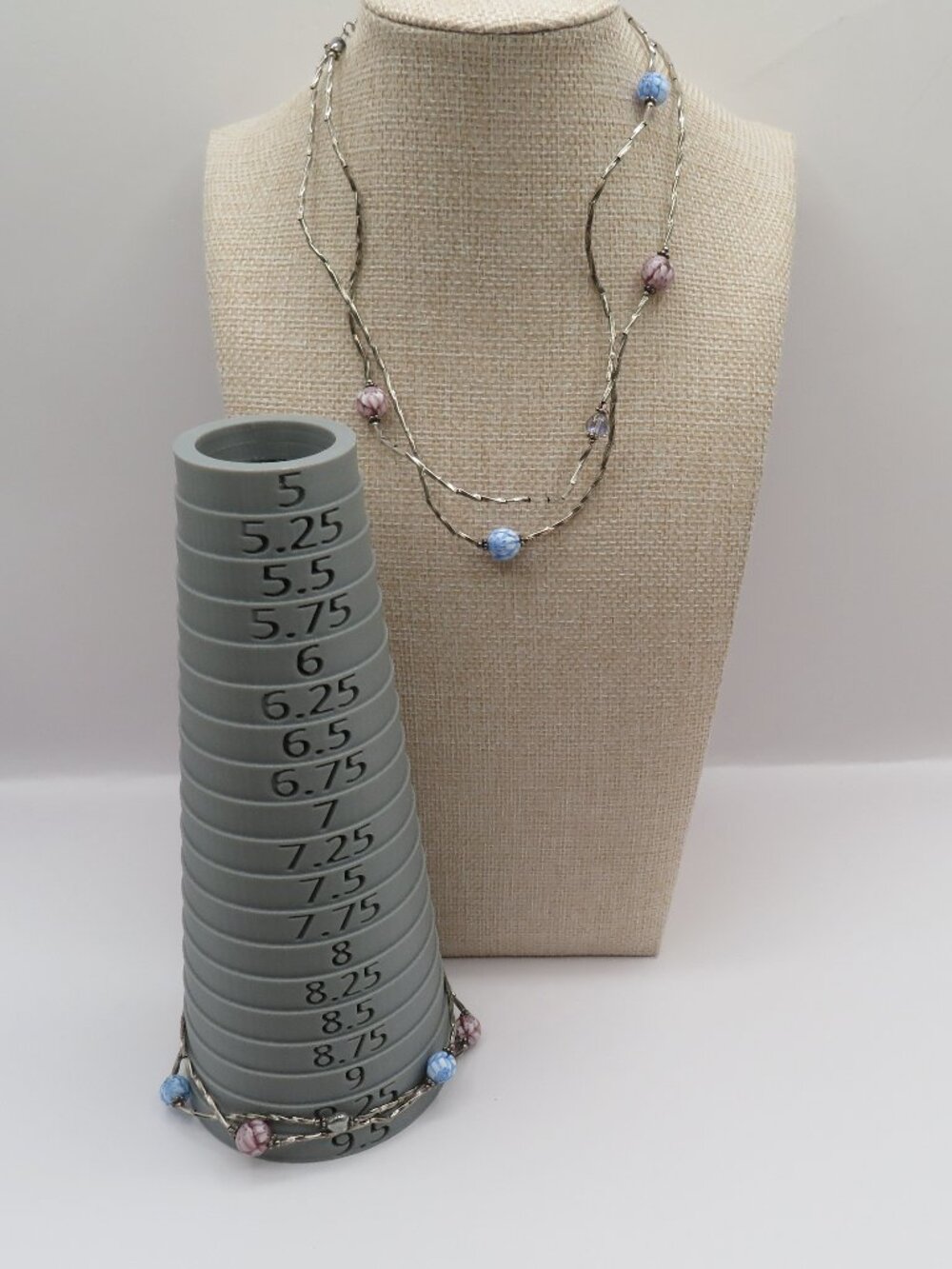 925 Sterling Silver Millefiore Glass Station Double Strand Necklace & Anklet Set